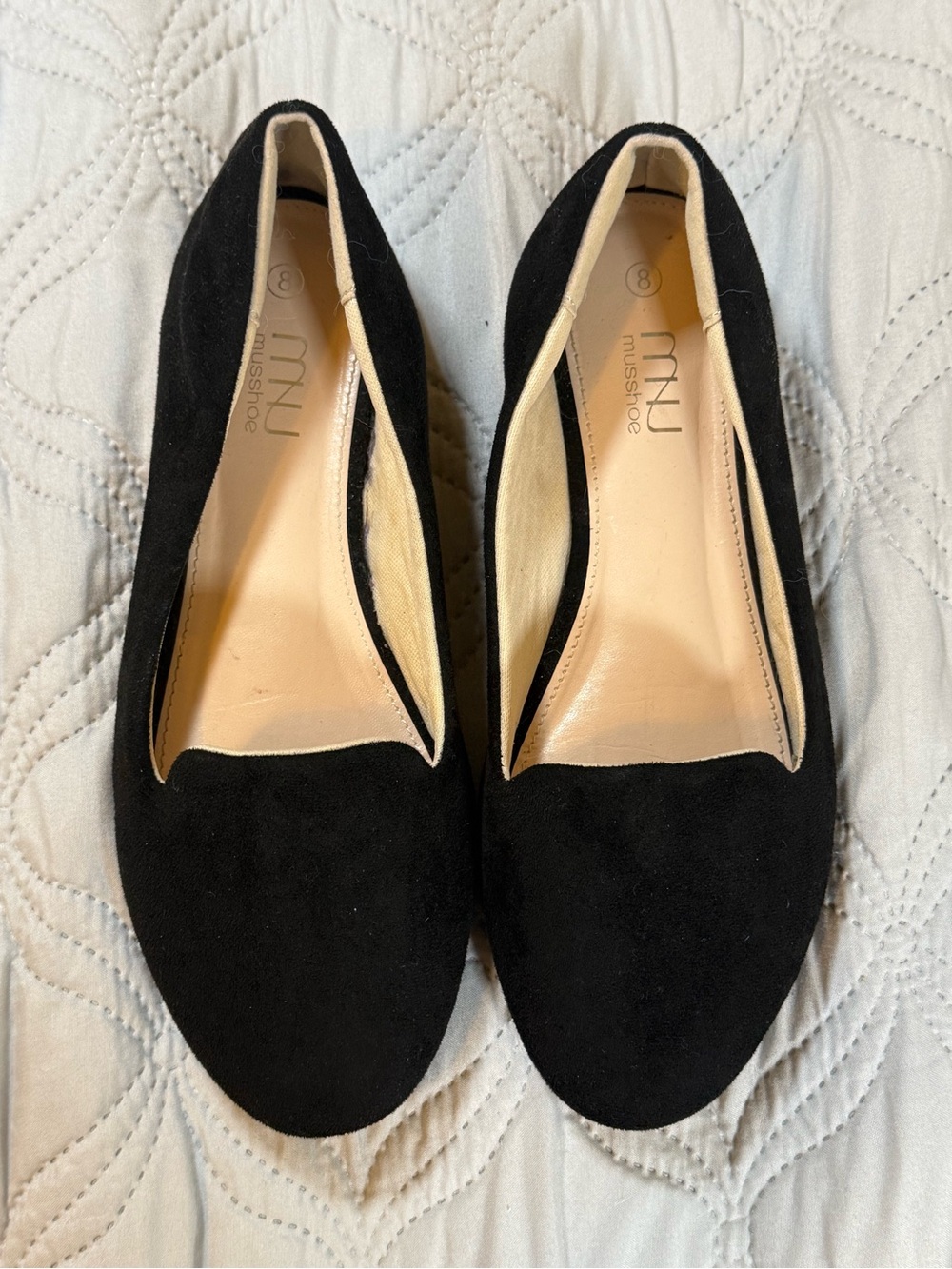 MNU‎ Musshoe Black Faux Suede Smoking Flats Loafers Size 8